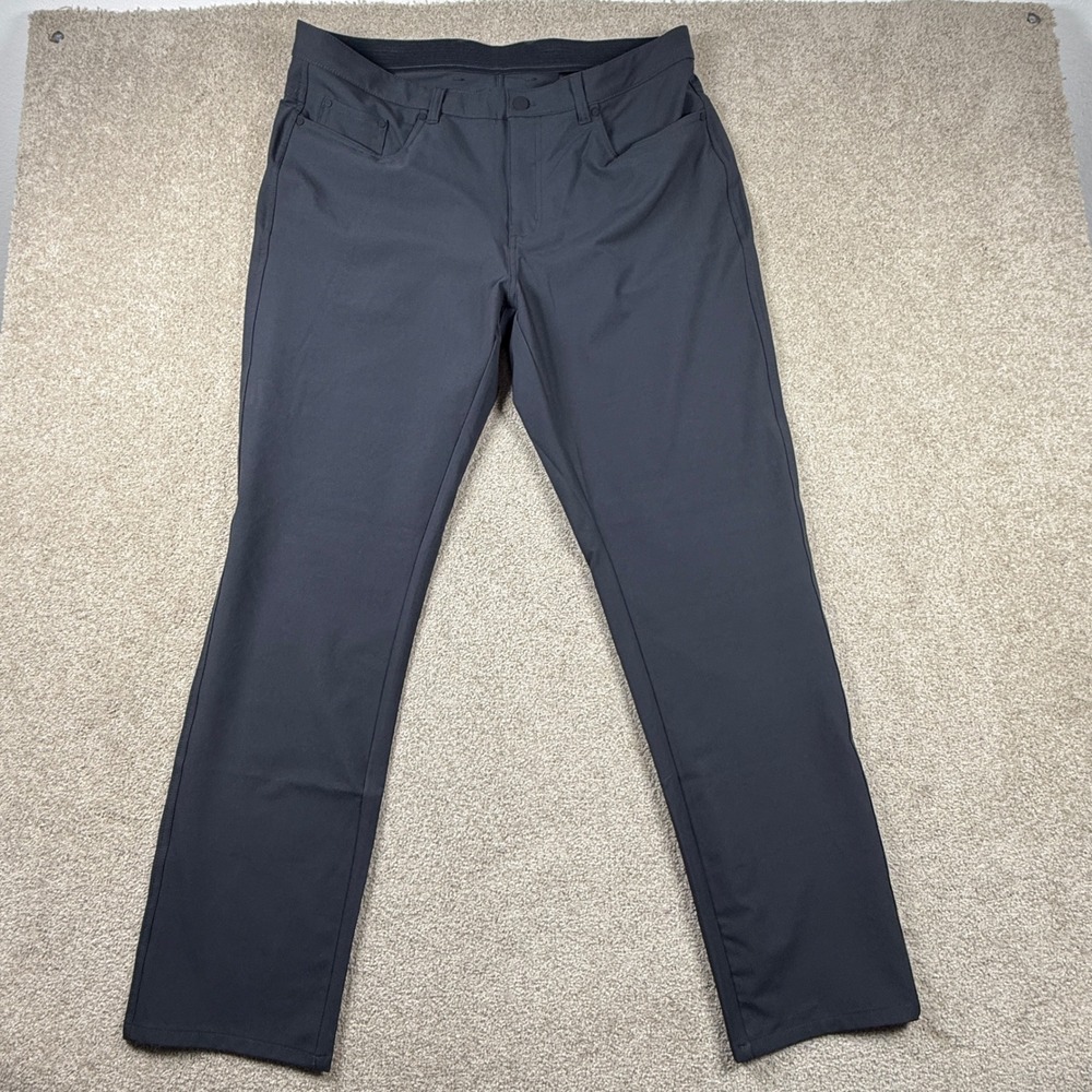 Pruven Mens All Day Every Day Tech Pants Charcoal Gray 5-Pocket Stretch 36x32